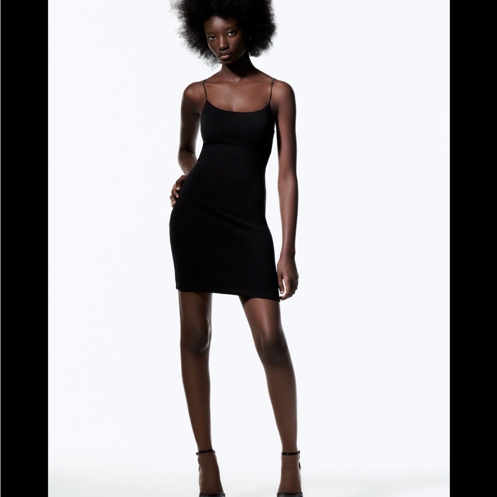 Zara Black Mini Dress with Spaghetti Straps